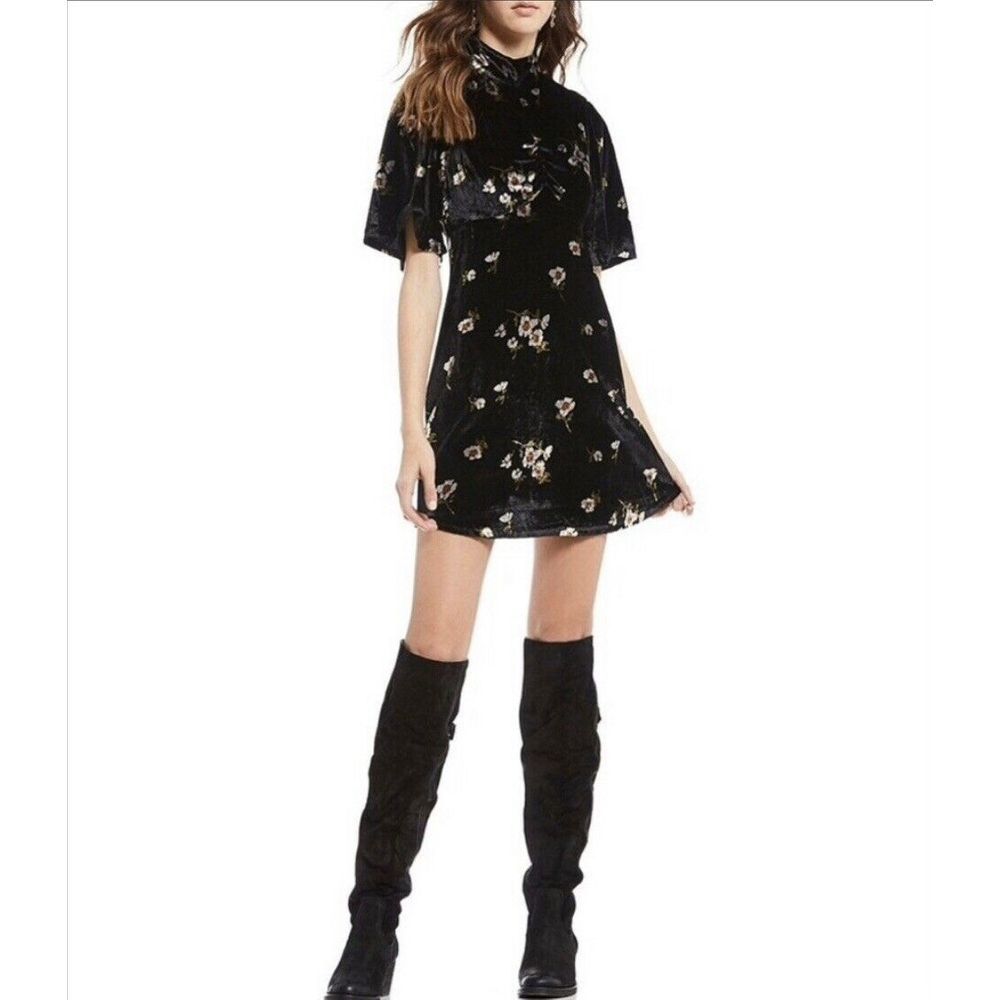 Free People Be My Baby Velvet Dress NWT Black